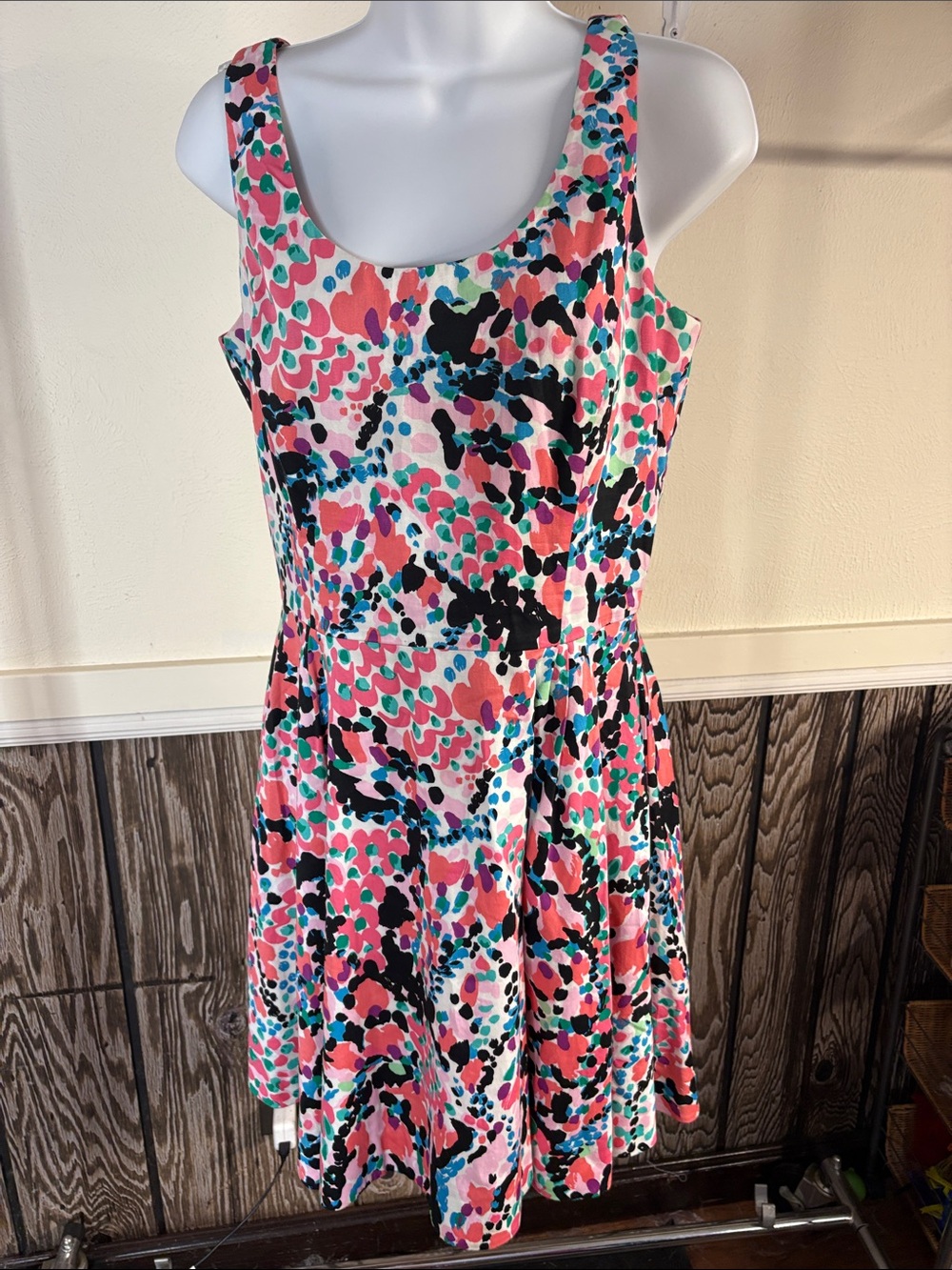 Lilly Pulitzer Coral, Teal & Black Printed Sleeveless Mini Dress